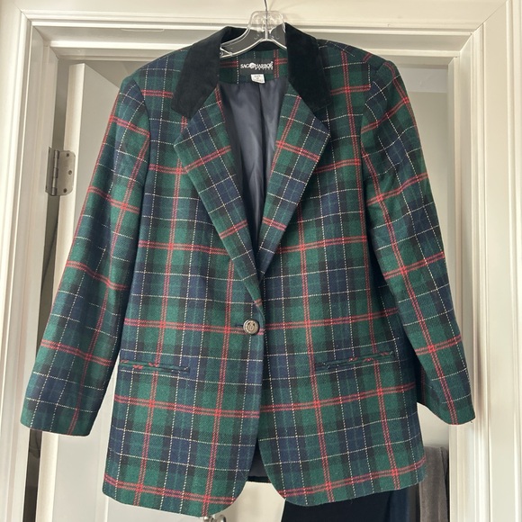 Sag Harbor Jackets & Blazers - Sag Harbor Green and Red Plaid Blazer